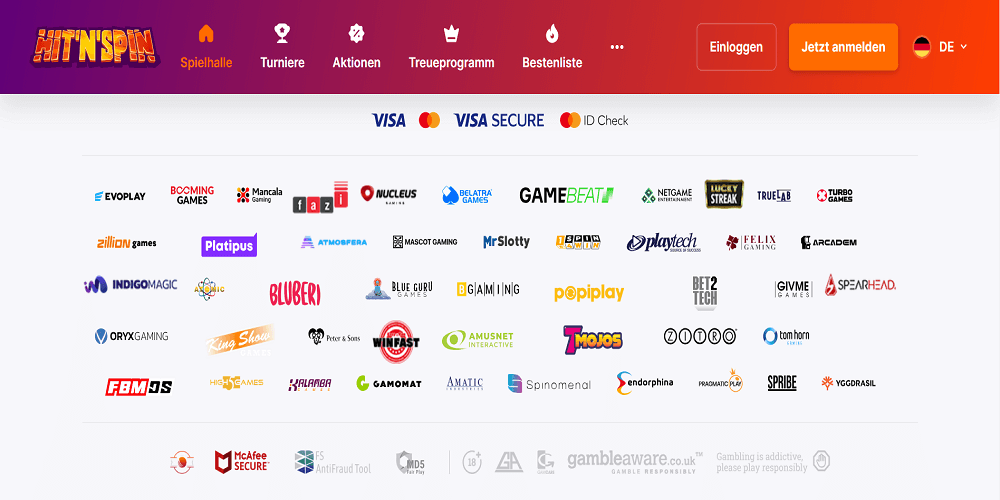 Hitnspin Casino Providers